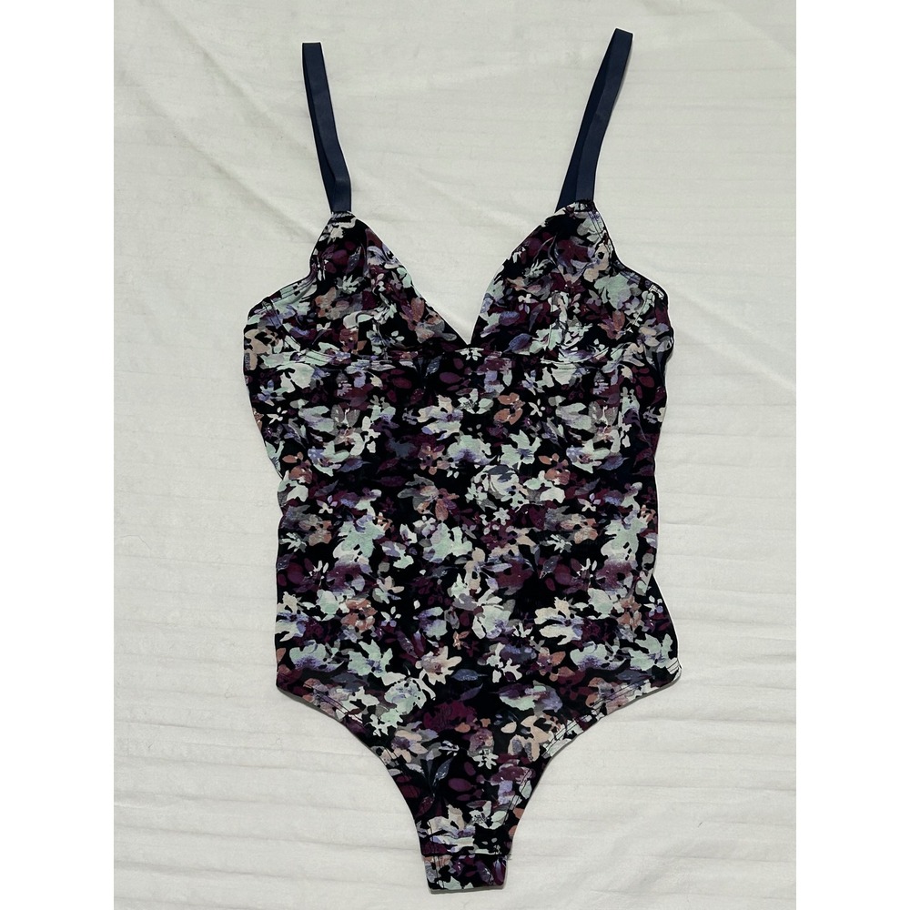 H&M Floral V-Neck Bodice Lace Trim Adjustable Straps Purple Blue Size 10
